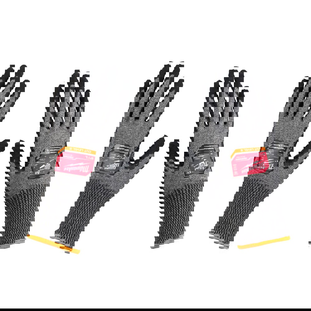 Puncture-Resistant Gloves: Size Large, ANSI Cut A8, ANSI Puncture 0, Nitrile & Polyurethane, High Performance Polyethylene